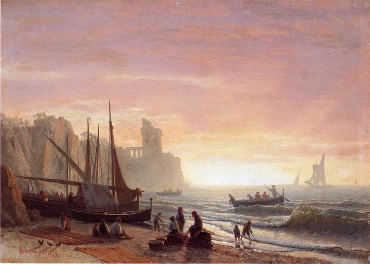 Albert Bierstadt Oil Painting The Fishing Fleet - Click Image to Close